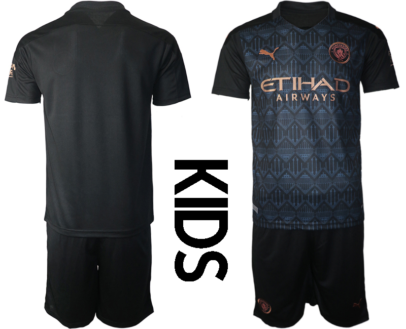 Youth 2020-2021 club Manchester City away blank black Soccer Jerseys->manchester city jersey->Soccer Club Jersey